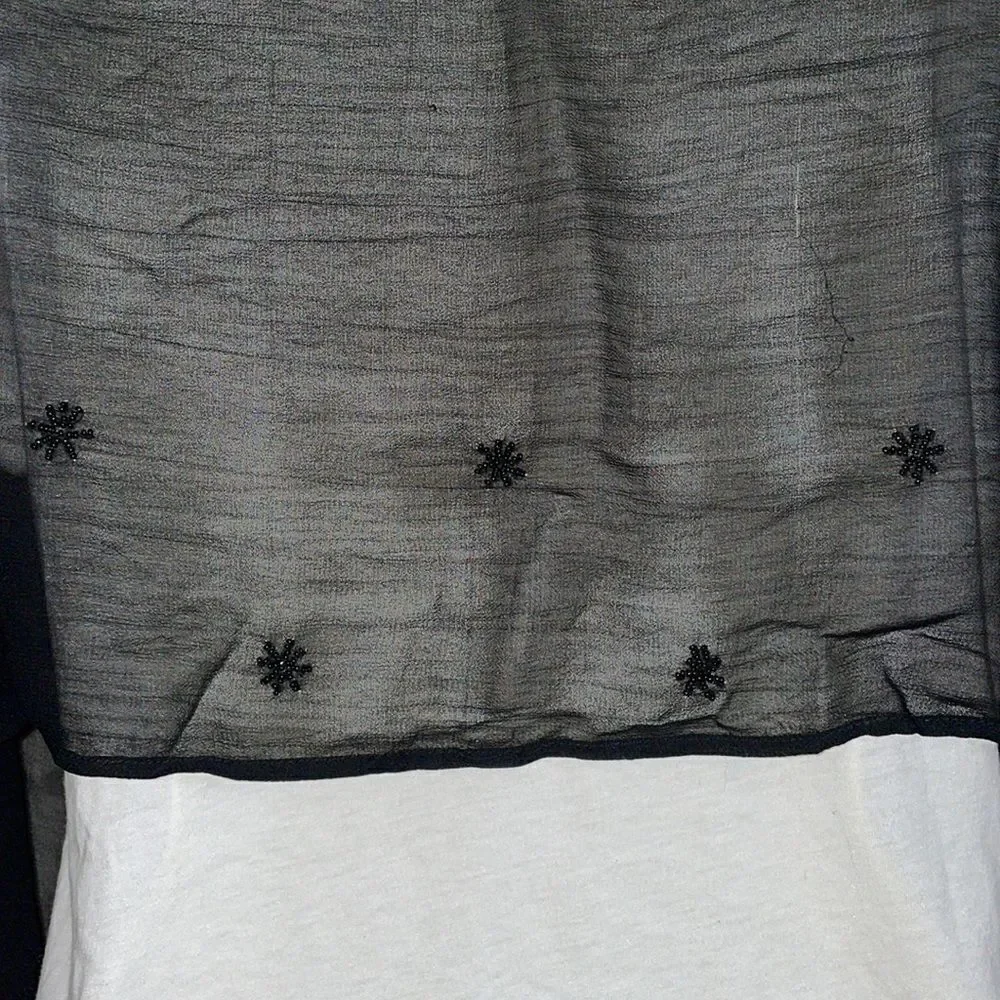 Black chiffon polyester‎ shawl/wrap with black beads